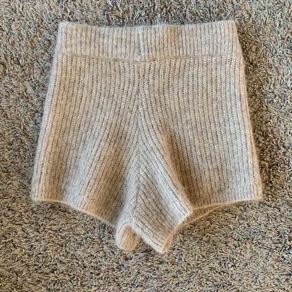 Women’s Juniors Zara Knit Crochet Neutral Tan Loungewear High Waist Shorts S - Picture 3 of 4